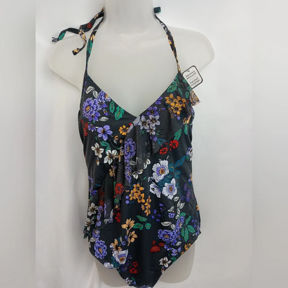 2/$30 NWT Coquette Ruffled Floral‎ Halter Sunmer Swimsuit (#1,389)